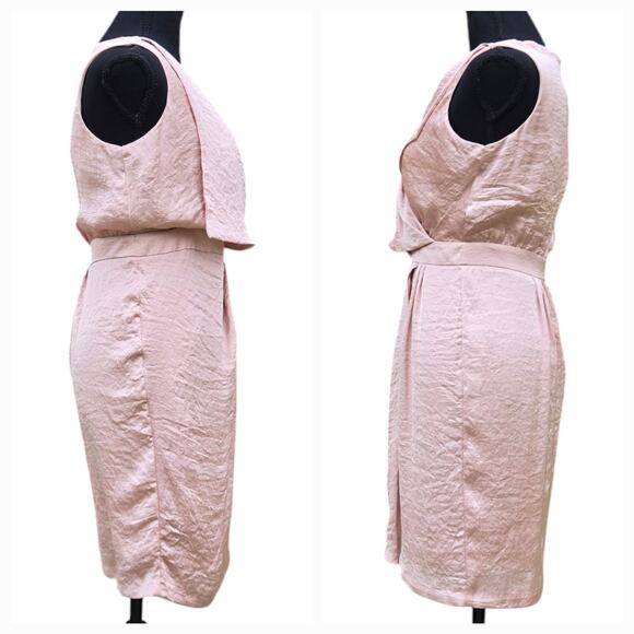Vera Wang Blush Satin Mini Wrap Dress Size 4 - Picture 5 of 6
